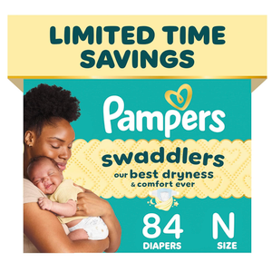Pampers Swaddlers Diapers, Size 0 (up to 10 lbs), 84 Count, Absorbent, Keeps Baby Dry and Comfortable, Skin Safe Disposable Baby Diaper
