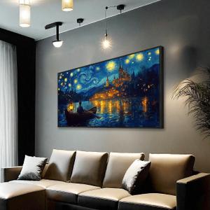 Wall Art Canvas Print Starry Night Over the Rhone by Van Gogh 20 x 40 inches Framed Home Artwork Decor Canvas Art Painting Living Room for Bedroom Office Wall Decor (Multicolor-1) Wall Art Canvas Print Starry Night Over the Rhone by Van Gogh 20 x 40 inches Framed Home Artwork Decor Canvas Art Painting Living Room for Bedroom Office Wall Decor (Multicolor-1)