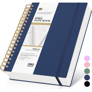 Spiral Notebook Journal, 360 Pages College Ruled Notebooks, Lined Thick Journals for Women Men,B5 Big Spiral Notebooks with 100GSM Paper, Spiral Bound Journal for Writing Work School Blue 7.6"10"