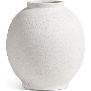 Ceramic Rustic Vase, 10.8 Inch Farmhouse Minimalist Tall Flower Vase for Table, Living Room, Home Decor, Bathroom, Holiday, Wedding, Set of 1, Sandstone White
