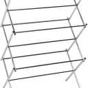 Amazon Basics Foldable Portable Metal Clothes Drying Rack for Indoor Air Drying, Energy Saving, 14.5 x 29.5 x 41.8 inches, Chrome Silver