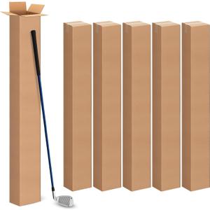 6x6x48 Inch Tall Corrugated Cardboard Boxes 5 Pack, 6"L x 6"W x 48"H Golf Club Shipping Boxes - Shipping, Moving, Packaging, Mailing, Storage Box for Home or Business