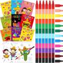 Funrous 24 Pcs Christmas Books with 24 Stacking Crayons Holiday Activity Books Rainbow Crayons Stocking Goodie Bag Stuffer Party Favors Supplies (Mexico Style)