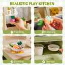 ROBUD Wooden Play Kitchen Set, Pretend Play Kitchen for Kids, Toy Kitchen with Microwave, Sink, Stove and Ice Maker, Toddlers Kitchen Playset Gift for Boys Girls, 3+ (Green)