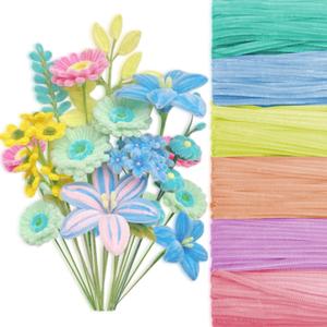 Peryiter 500 Pieces Pipe Cleaners Chenille Stems for Flowers Craft Supplies Bulk Fluffy Fuzzy Sticks for DIY Art Projects Creative Gift Wrapping Party Decorations(Macaron,12 Inch)