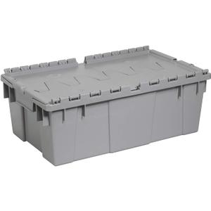 Buckhorn AR2012070201000 Industrial Plastic Storage Tote with Hinged Attached Lid, (20-Inch x 12-Inch x 7-Inch), Gray