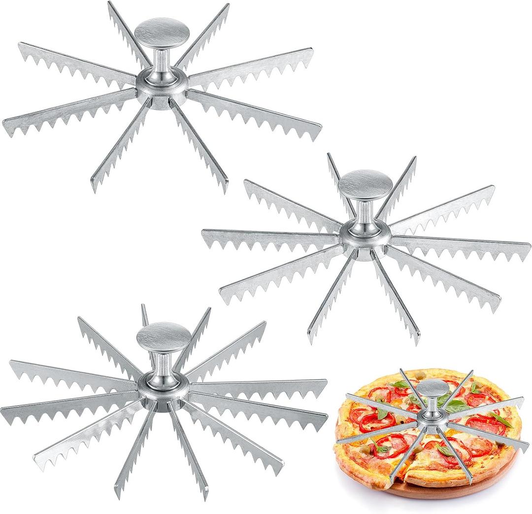 Hushee 3 Pcs Cake Pizza Cutter Set Even Slice Tool for Cheesecake Pie Pizza Multi Server Party Portion Cutting Set, Serve Faster with Uniform Slices for Kitchen Bakery Easy Clean (8,10,12 Cut)