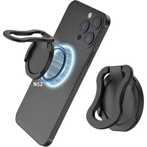 Magnetic Phone Grip for Seniors & Parkinson's Patients - Anti-Slip Phone Holder with Secure Magnetic Ring for iPhone 13/14/15 Pro Max, Easy One-Hand Use Detachable & Rotatable Design