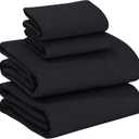RUVANTI 100% Cotton Flannel Sheets Full Size - 4 Piece Warm, Soft & Breathable, Deep Pocket, Double Brushed Cozy All Season Bedding Set, Black