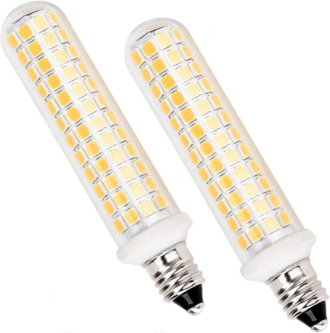 New Upgrade -E11 led Bulb,125 LEDs 100W 120W Halogen Bulbs Equivalent, 10w 1100lm, E11 Mini Candelabra Base Warm White 3000k,AC 110V/130V,JD T3 T4 Bulb (2 Packs)