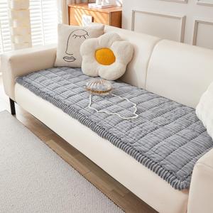 Couch Cover for Dogs Washable, Fuzzy Pet Couch Covers for 3 Cushion Sofa Pet Friendly, Non Slip Sofa Cover (Light Gray, 27.6" x 59"/70 x 150cm)