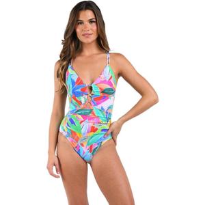 La Blanca Women's Underwire Lace Up One Piece Swimsuit (10, Multi//Tropi-flage)