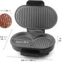 FineMade Double Mini Grill Maker, Breakfast Sandwich Maker, Burger Press Patty Maker, Panini Press Grill, Small Electric Grill, Ideal for Making Breakfast, Lunch and Snacks