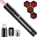 Laser Pointer High Power Rechargeable Lazer Pointer, Laser Pen with Long Range Adjustable Focus with Star Cap, Laser Pointer Pen Suitable for Outdoor, Astronomy, Cats Dogs (Red)