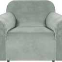 H.VERSAILTEX Stretch Velvet Armchair Cover Couch Covers 1 Cushion Chair Slipcover for Living Room Furniture Cover Crafted from Thick Comfy Rich Velour (Chair 31"-49", Sea Grass)