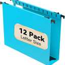 Plastic Hanging File Folder Extra Capacity,12 Pack Reinforced Hang Folders with Heavy Duty 2 Inch Expansion,Filing Cabinet Folders Letter Size,Hanging Organizer Designed for Bulky Files(Blue)