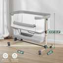 Cowiewie Bassinet Bedside Sleeper, Portable, Breathable, Adjustable Baby Bedside Bassinet for Peaceful Nights, Light Grey, Crib