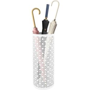 Metal Round Umbrella Stand Rack,Free Standing Umbrella Holder Bin,Canes Walking Sticks Holder for Entryway,Home,Office,White (1 Pack-Round)