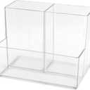 Clear Pen Holder, Plastic Pencil Organizer Cup with 3 Slots, Pencil Holder for Desk, Pen Storage for Marker Card Brushes School Art Stationery Supplies, Home & Office