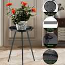 Round Side Table, Small Round End Table Bedside Table, Metal Patio SideTable for Living Room, Bedroom Patio Yard Porch Garden Balcony Bedside Plant Stand Indoor Outdoor, 13 * 21.25 Inches