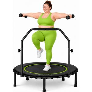 40" Bungee Rebounder Trampoline for Adults, 460LBS Low Impact Quiet Foldable Mini Trampoline, Easy Assembly Indoor Fitness Rebounder with Handle for Whole-Body Workout, 
Product Dimensions	40"L x 40"W x 11"H