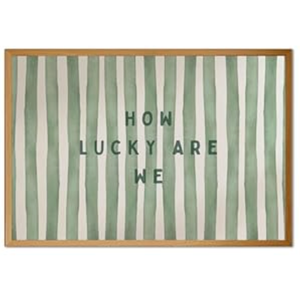 Trendy Wall Art How Lucky are We Positive Quote Inspirational Poster Canvas Print Green Preppy Wall Art Minimalist Girly Aesthetic Room Decor for Bedroom Office Apartment Dorm, Unframed 24"x16"