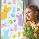 4 x Easter Window Clings, Bunny Rabbit Easter Gel Stickers Decorations Double-Side Window lings for Glass Windows Door Wall Holiday Party Decor