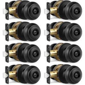 8 Pack Matte Black Door Knobs Interior, Bedroom and Bathroom Door Knob with Lock, Black Interior Door Knobs Privacy Door Knob