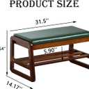 latifolia Solid Wood Bench, Entryway Shoe Bench with Cushion, 2 Tier Shoe Storage Organizer for Hallway, Living Room(Green,31.50''L)