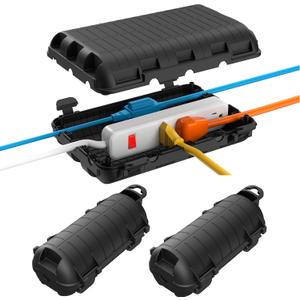 Outdoor Extension Cord Box, 3Pack Large Waterproof Electrical Box Plug Protector Cable Connection Safety Cover IP54 Water-Resistant for Power Strip, Holiday Light and Decorations, Black