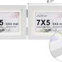 Hinged Double 5x7 Picture Frame, Tempered Glass, for Tabletop Display or Wall Mounted, Fits 4x6 Photos with Mat, Matte White, For Family Photos & Wedding Memories-B75X2