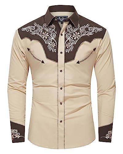 EL PIONERO Men's Western Shirt Long Sleeve Embroidered Cowboy Casual Snap Button Shirt XL