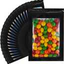 100 Pack Resealable Bags Clear Holographic Bags Smell Proof Packaging Baggies,Mylar Bags for Food Storage,Bags for Small Business,Snack, Cookie, Jewelry Sample, Candy, Gift (Black, 3.15.1 Inch)