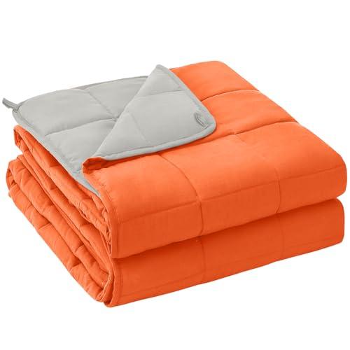 yescool Weighted Blanket for Adults (20 lbs, 48" x 72", Orange) Cooling Heavy Blanket for Sleeping Perfect for 110-130 lbs, Twin Size Breathable Blanket with Premium Glass Bead, Machine Washable