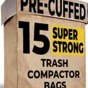 Trash Compactor Bags for Kitchen - 15 PACK - Pre-Cuffed, Super Strong & Heavy Duty Kitchen Trash Bags with Leak Proof Plastic Liner, Fits GE Model Compactors with Rectangular Containers