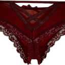 Womens Lace G-String Thongs Panties Underwear Low Rise T-Back Underpants (Red, XL)