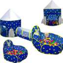 PigPigPen 3pc Kids Play Tent for Boys with Ball Pit, Crawl Tunnel, Princess Tents for Toddlers, Baby Space World Playhouse Toys, Boys Indoor& Outdoor Play House, Perfect Kids Gifts
