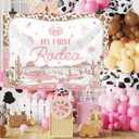 3 x 7x5ft My First Rodeo Backdrop for Gril Pink Cowgirl 1st Birthday Background, Western Cowboy Theme Girl Birthday Party Decoration, Rodeo Photo Booth Backdrop