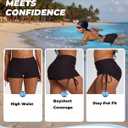 Period Swimwear Menstrual Leakproof Swim Shorts 2" High Waisted Tummy Control Bikini Bottoms for Teen Girls Women (Black)