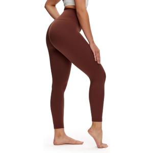 NANJI High Waisted Leggings for Women - Buttery Soft Yoga Pants, Squat Proof Stretch Workout Running Casual Leggings (Brown, L)
