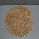 Dandat 100 Pcs Disposable Printed Woven Paper Placemats Bulk 11 Inch Round Wicker Printed Chargers Place Mat Farmhouse Braided Rattan Tablemats for Wedding Dinner Party(Light Brown)