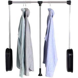 Pull Down Closet Rod 60 lbs Heavy Duty Home Clothes Storage Hanging Adjustable 33-45 inches Stainless Steel Side Mounted Closet Rod Wardrobe Lift Rail Organizer