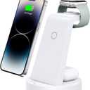 3 in 1 Charging Station for iPhone - Wireless Charger for Apple Products Multiple Devices - Charging Dock Stand for AirPods (for iPhone 16e 16 15 14 13 pro 12 11 X Max) (White)