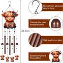 Gifts for Mom, Wind Chimes for Outside Perfect for Outdoor Gardens Patios Home Decor, Features Melodious Tones Create a Zen Atmosphere, Retirement Gifts for Women Men(Colorful Highland Cow