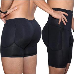 Padded Boxer Briefs for Men 1/2 Pack Plus Size Mens Underwear Briefs Hip Enhancer Panties Shapewear Shorts (Color : Black A, Size : XL/X-Large)