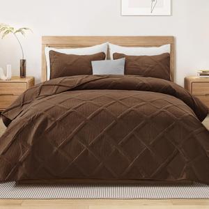 Exclusivo Mezcla King Quilt Set- Brown Quilts Bedding Set with 2 Pillow Shams, Modern King Bedspread with Striped Pattern, Soft Lightweight Bedspreads Coverlets for All Seasons (King (104"x96"))
