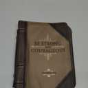Christian Art Gifts Men's Classic Bible Cover Be Strong and Courageous Joshua 1:9, Brown Faux Leather, Large