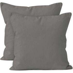 4 x Encasa XO Throw Pillow Covers 18x18 in Set of 2 Grey | No Inserts | Cotton Pillow Covers for Living Room, Bed, Sofa, Couch | Decorative Cushion Covers with Improved Zippers