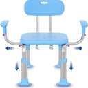 KingPavonini Shower Chair for Inside Shower with Arms and Back, Height & Width Adjustable Heavy Duty Shower Seat for Inside Tub(550lb), Shower Chair for Elderly and Disabled
