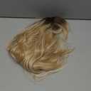 KOME Ombre Blonde Wig with Bangs,Blonde Highlight Wavy Wigs for Women,Shoulder Length Curly Synthetic Hair Wig for Party Daily Use 18IN…